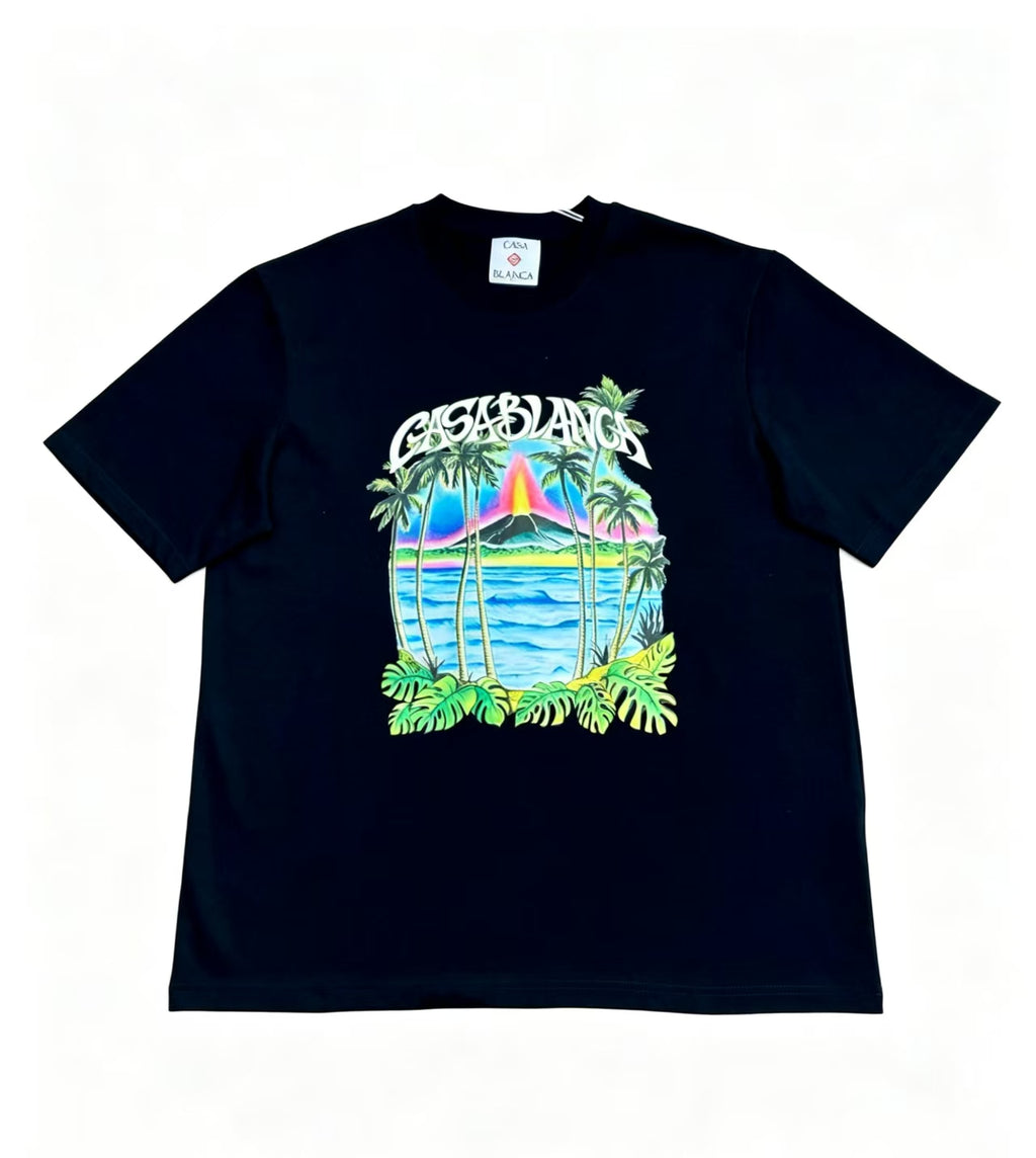 Casa - Tropical Volcano Black Tee