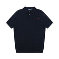 Polo - Cable Knit Polo Shirt Navy