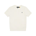 Polo - Cable Knit Crew Neck Tee Cream White