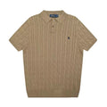 Polo - Cable Knit Polo Shirt Khaki