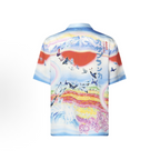 Casablanca Rainbow Butterfly Silk Shirt Blue - Front View