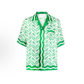 Casablanca Tennis Racket Monogram Silk Shirt Green - Front View