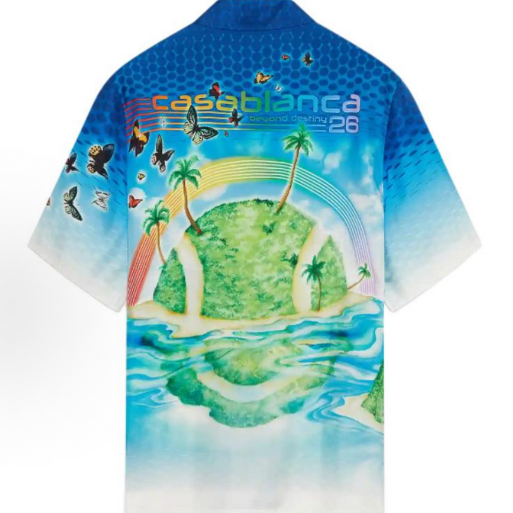 Casablanca Beyond Destiny Island Silk Shirt Blue - Back View