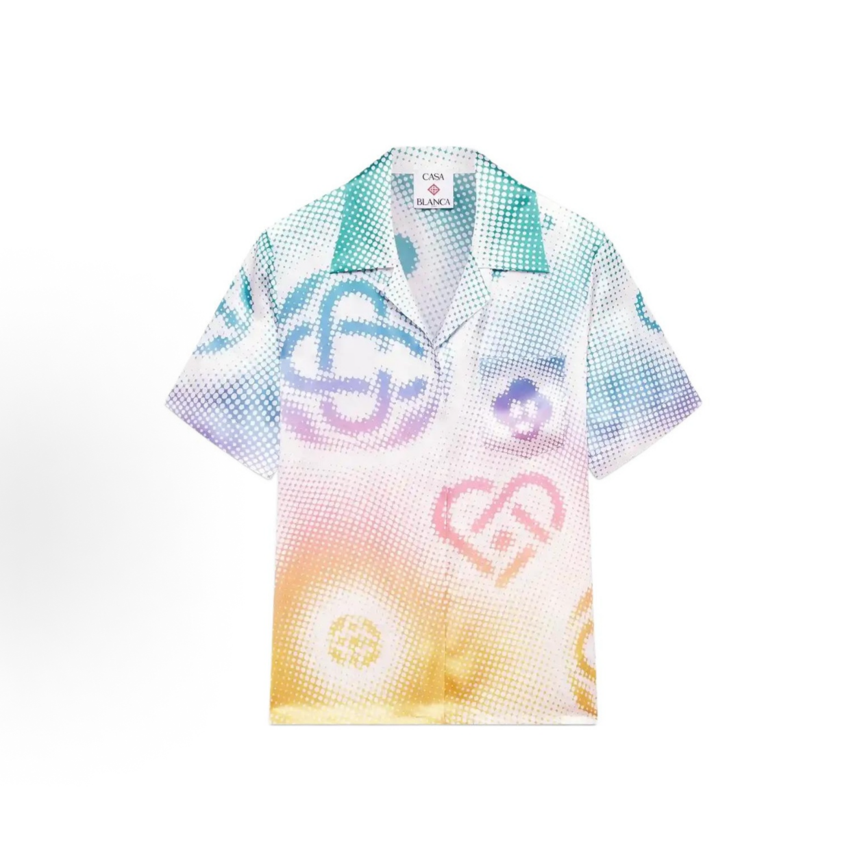 Casablanca Halftone CB Heart Silk Shirt Rainbow - Front View