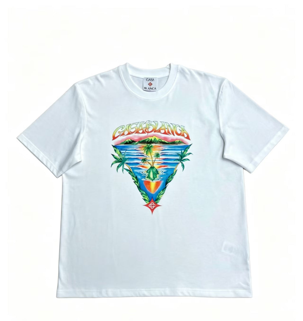 Casa - Tropical Island Triangle White Tee