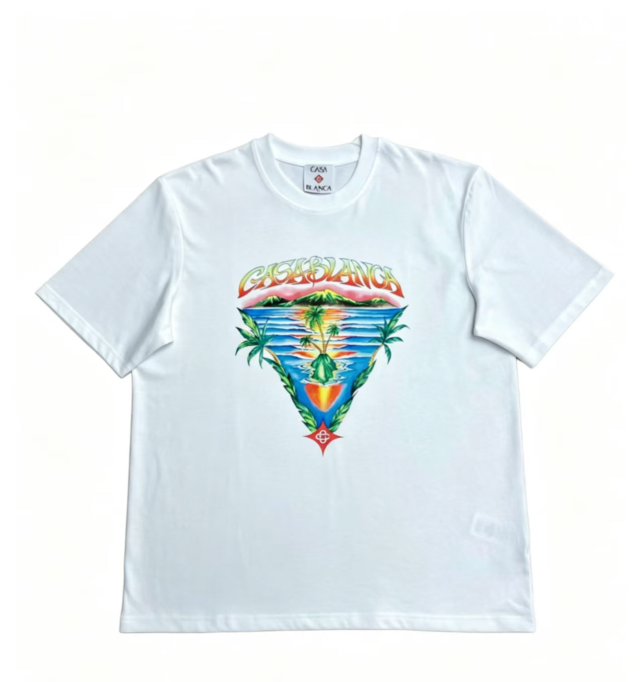 Casa - Tropical Island Triangle White Tee