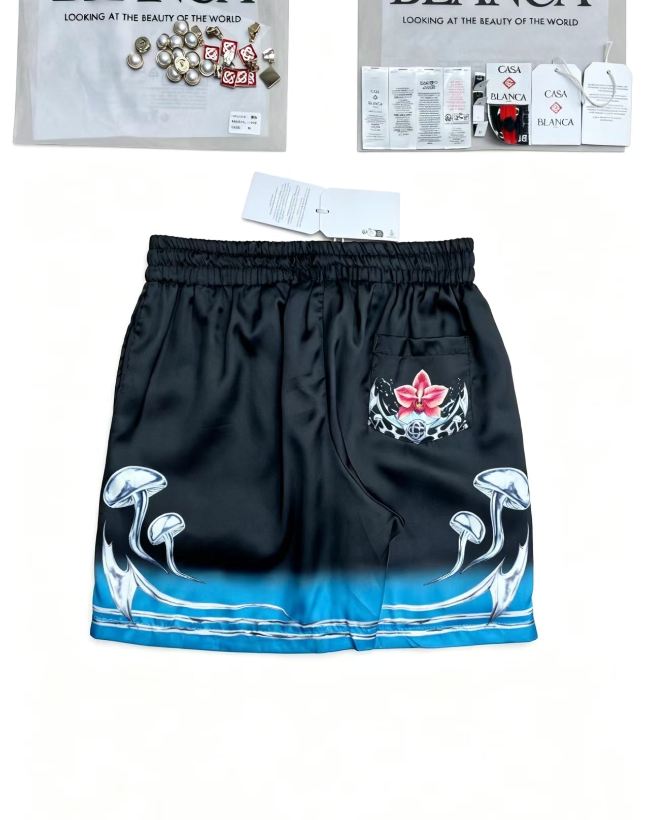 Casablanca - Orchid Flame Silk Shorts Black