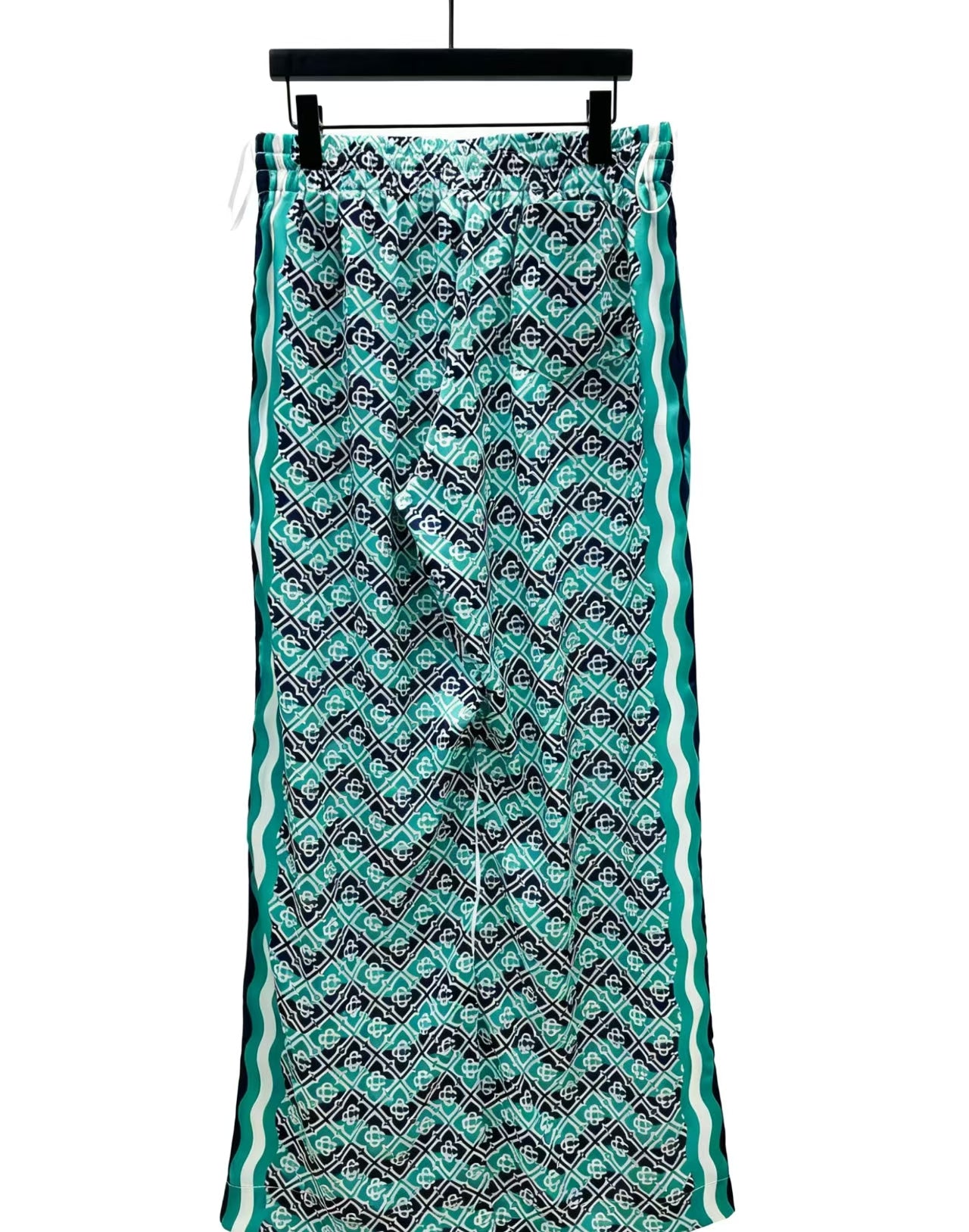 Casablanca CB Diamond Monogram Silk Pants Mint - Front View