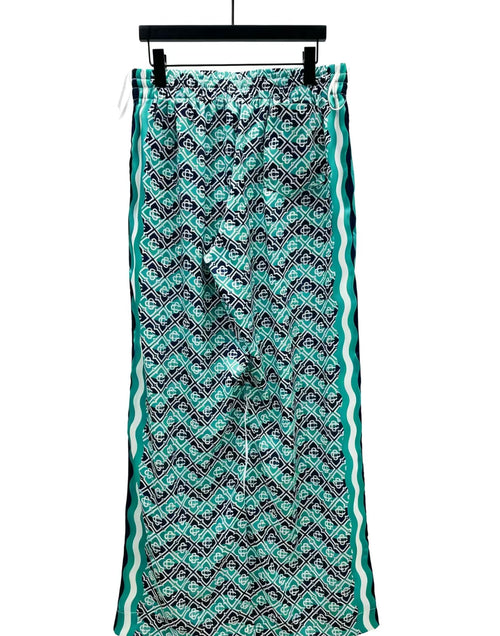 Casablanca CB Diamond Monogram Silk Pants Mint - Front View