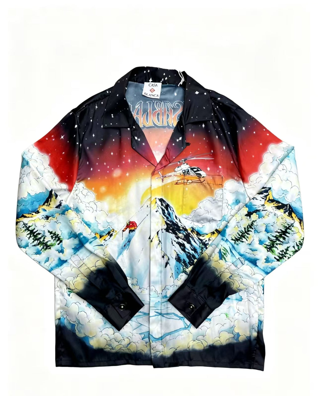 Casablanca Ski Mountain Silk Shirt Black - Front View
