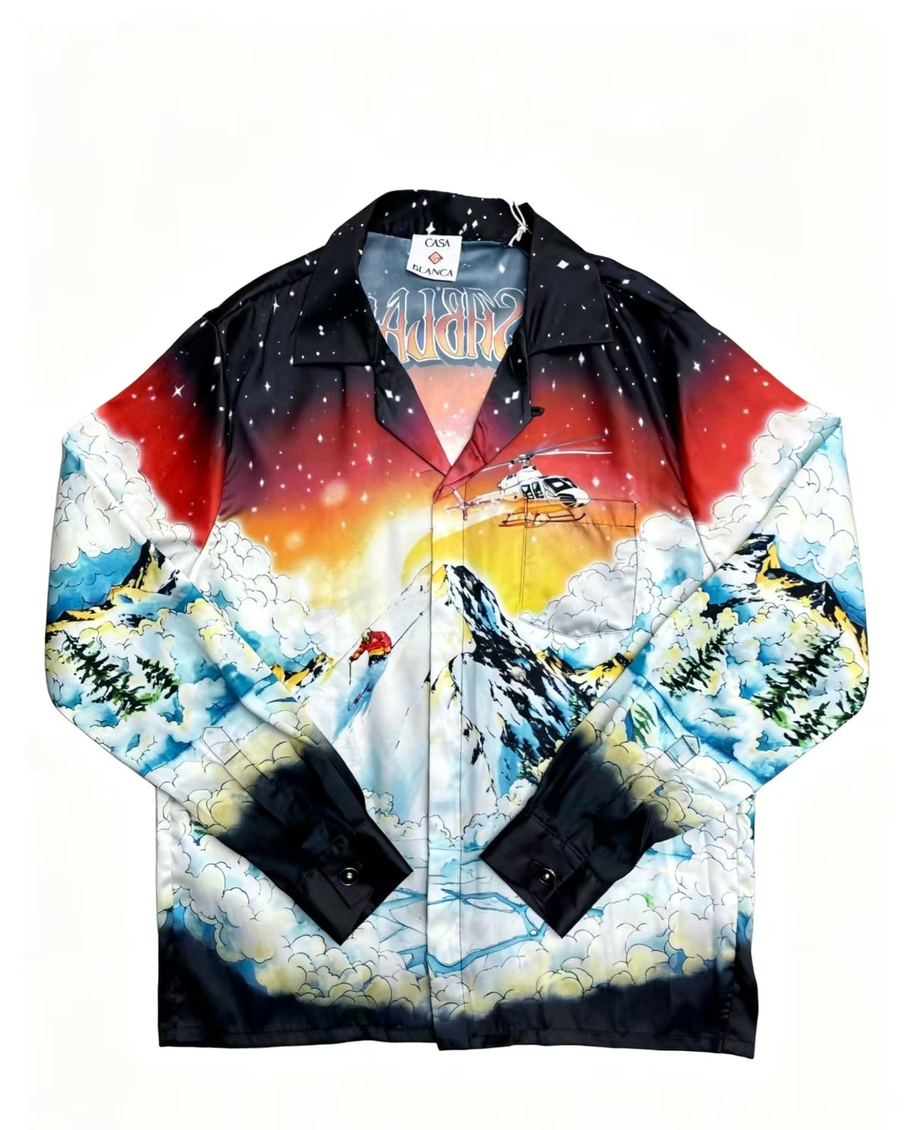 Casablanca Ski Mountain Silk Shirt Black - Front View