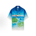Casablanca Beyond Destiny Island Silk Shirt Blue - Front View