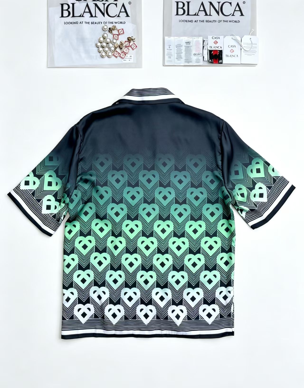 Casablanca - Heart Monogram Silk Shirt Black Green