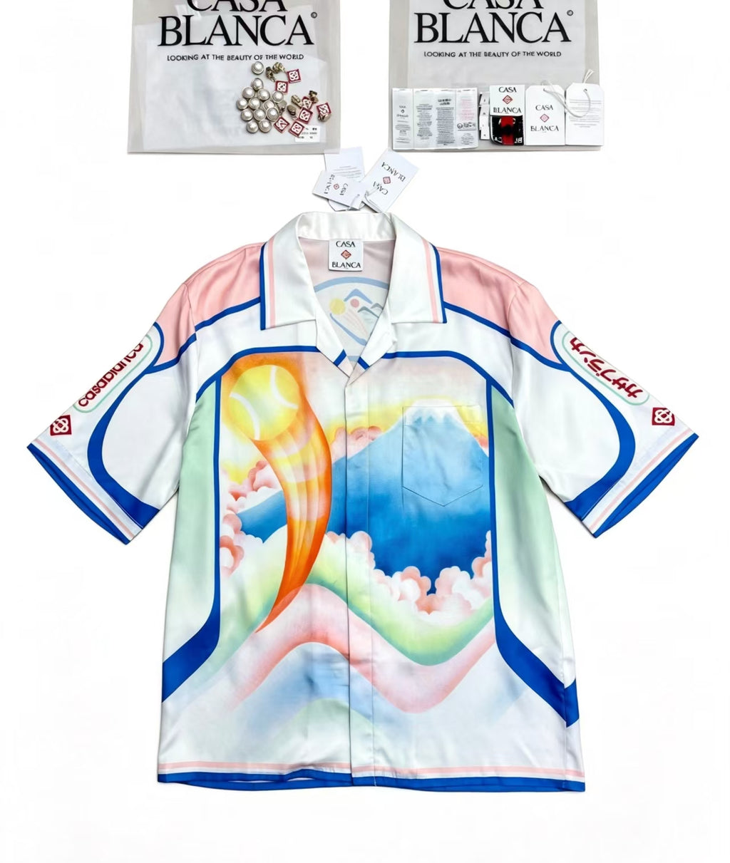 Casablanca - Mount Fuji Tennis Silk Shirt White