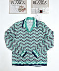 Casablanca CB Diamond Monogram Silk Shirt Mint - Front View