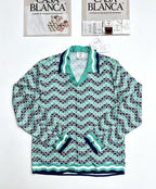 Casablanca CB Diamond Monogram Silk Shirt Mint - Front View