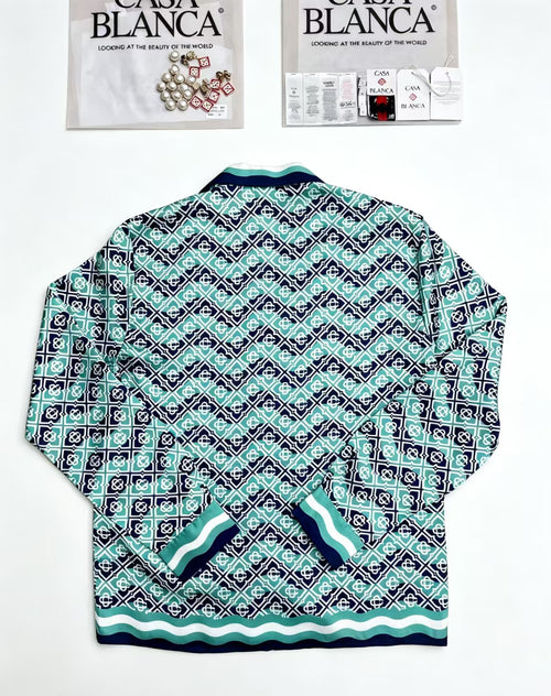 Casablanca CB Diamond Monogram Silk Shirt Mint - Back View