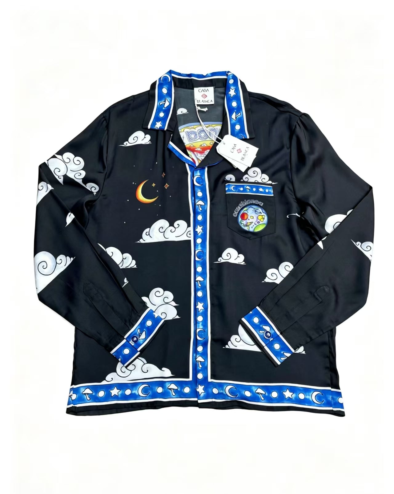 Casablanca Midnight Cloud Silk Shirt Black - Front View
