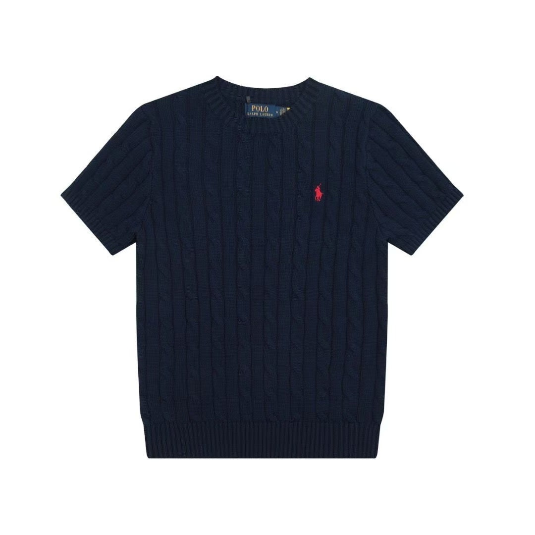Polo - Cable Knit Crew Neck Tee Navy