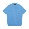 Polo - Cable Knit Polo Shirt Sky Blue