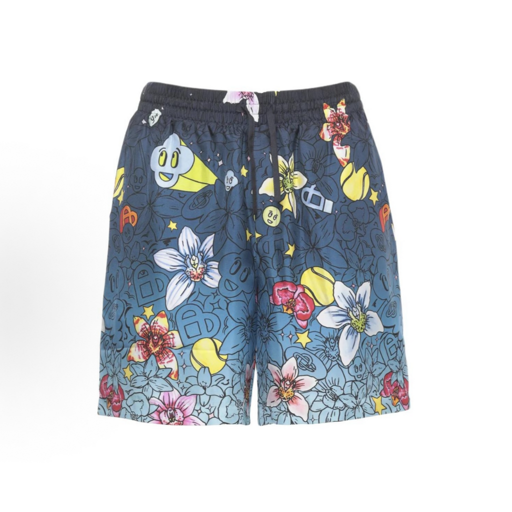 Casablanca Orchid Tennis CB Silk Shorts Navy - Front View