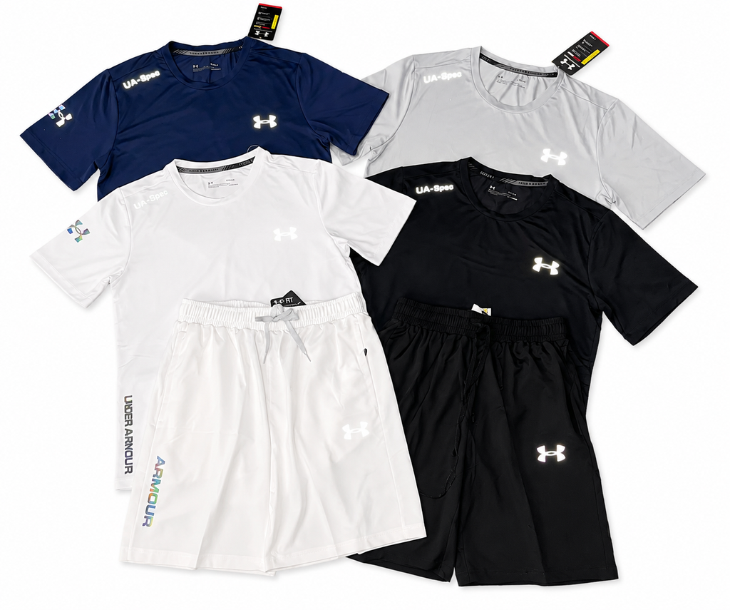 UA Spec Running Set - White Black Navy Grey Colors Overview