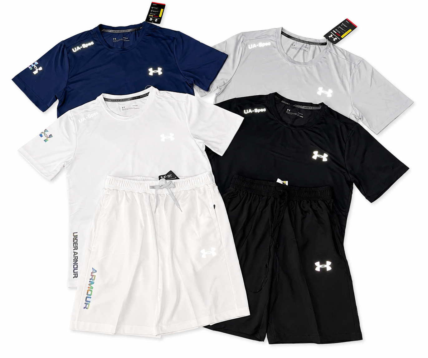 UA Spec Running Set - White Black Navy Grey Colors Overview