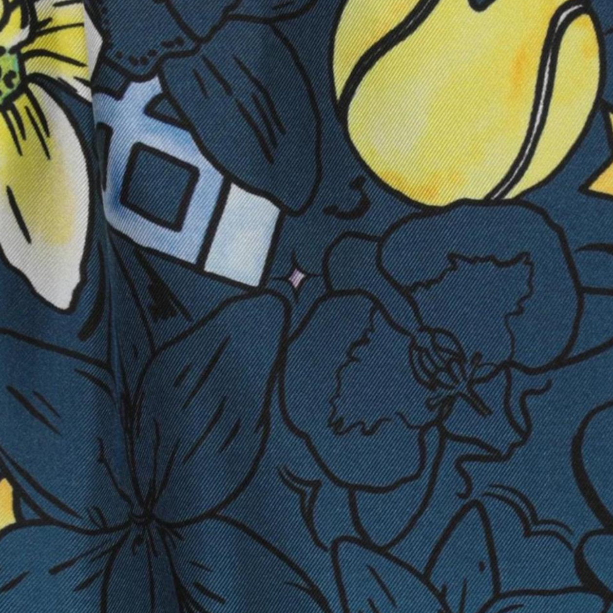 Casablanca Orchid Tennis CB Silk Shorts Navy - Fabric Detail